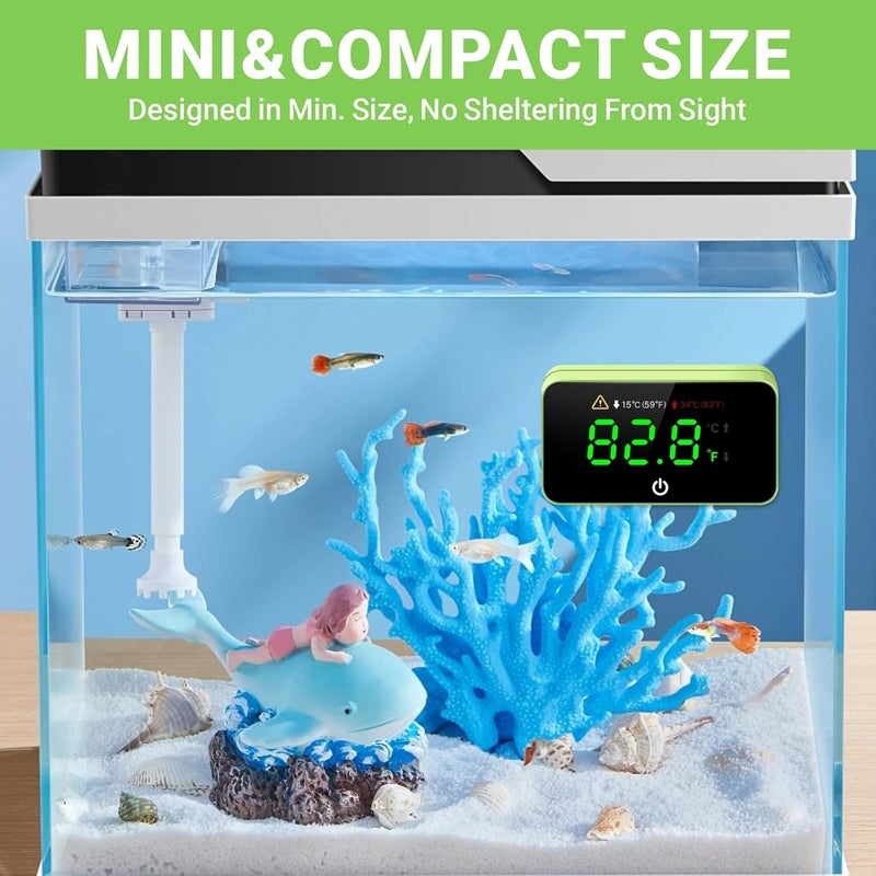 Moonorange Digital Aquarium Thermometer, Stick-on Fish Tank Thermometer with LED Display, Wireless Aquarium Temperature Measurement with Battery-Change Tool and Extra Sticker.(Green*2) - Image 2